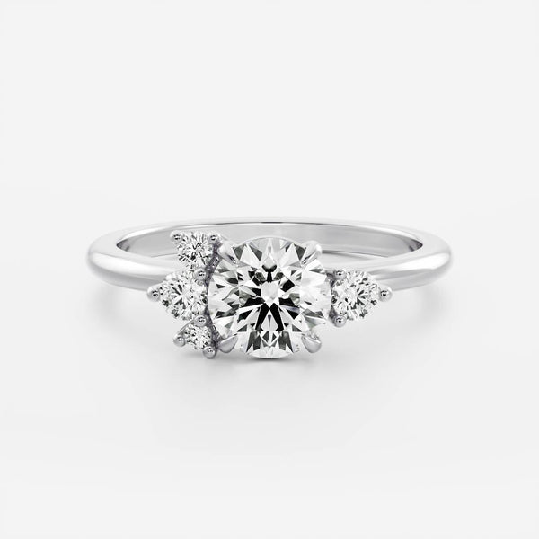 Cluster-Round Lab Grown Diamond Engagement Ring - Solitaire-Oval Lab Grown Diamond Engagement Ring