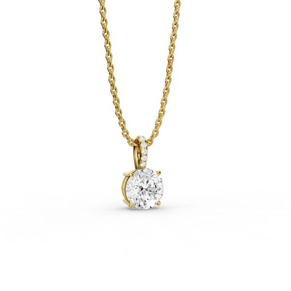 Classic Round Pendant with Pave Bail - Classic Round Pendant with Pave Bail