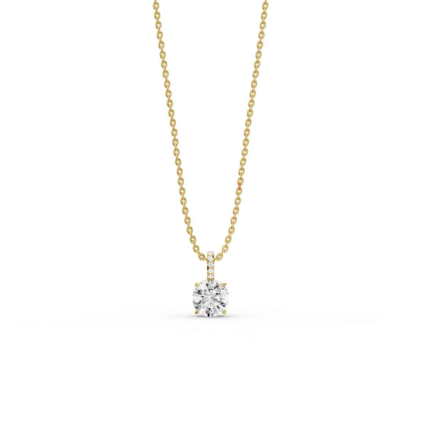 Classic Round Pendant with Pave Bail - Classic Round Pendant with Pave Bail