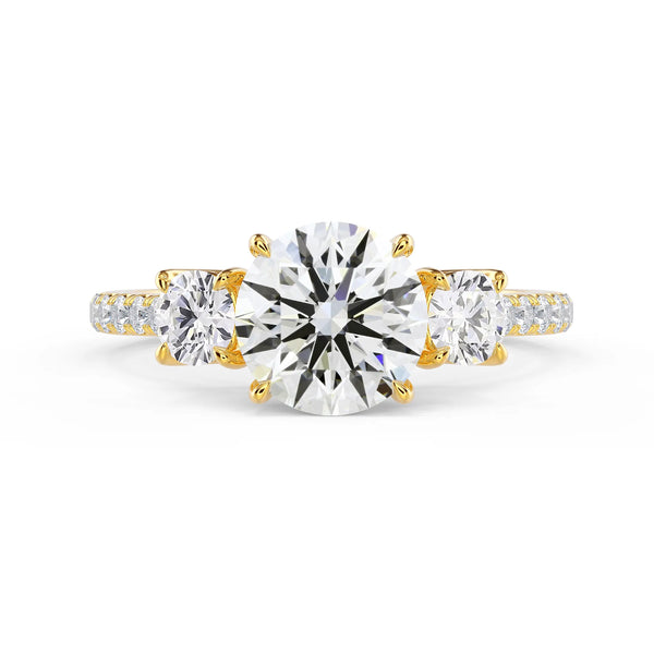 Round Three Stone Pave Setting - Round Three Stone Pave Setting