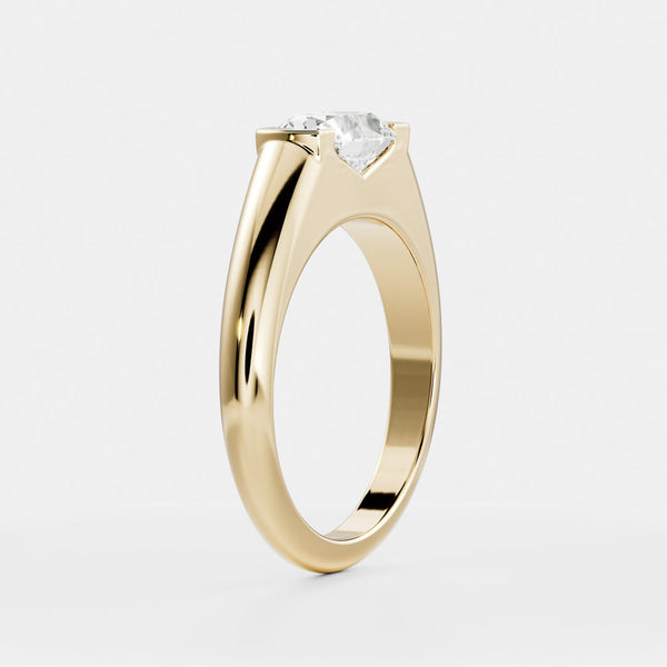 East West Solitaire Half Bezel- 2.1 CT Oval Moissanite Engagement Ring - East West Solitaire Half Bezel- 2.1 CT Oval Moissanite Engagement Ring