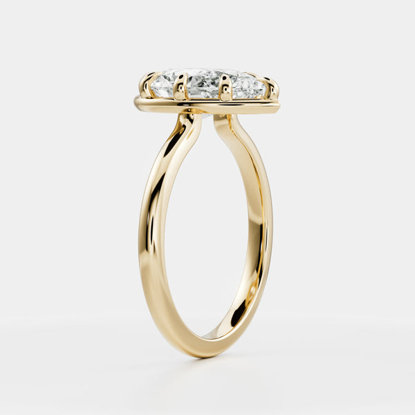 Solitaire Unique Bezel-Pear Lab Grown Diamond Engagement Ring - Solitaire-Oval Lab Grown Diamond Engagement Ring