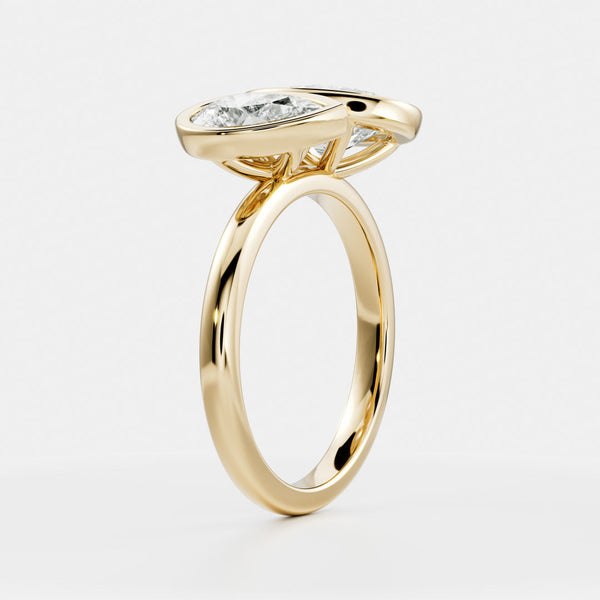 Toi Et Moi Bezel- 1.5 CT Oval & 0.85 CT Pear Moissanite Engagement Ring - Solitaire- 1.0 CT Oval Moissanite Engagement Ring