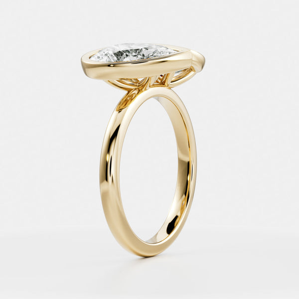 Toi Et Moi Bezel-Pear & Elongated Cushion Lab Grown Diamond Engagement Ring - Solitaire-Oval Lab Grown Diamond Engagement Ring