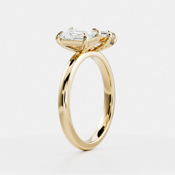 Toi Et Moi-Emerald & Emerald Lab Grown Diamond Engagement Ring - Solitaire-Oval Lab Grown Diamond Engagement Ring