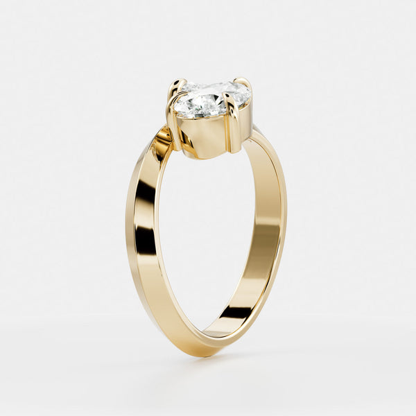 Toi Et Moi Curved-Pear & Pear Lab Grown Diamond Engagement Ring - Solitaire-Oval Lab Grown Diamond Engagement Ring