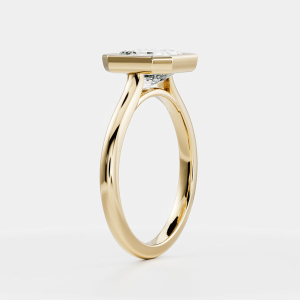Solitaire Bezel-Asscher Lab Grown Diamond Engagement Ring - Solitaire-Oval Lab Grown Diamond Engagement Ring