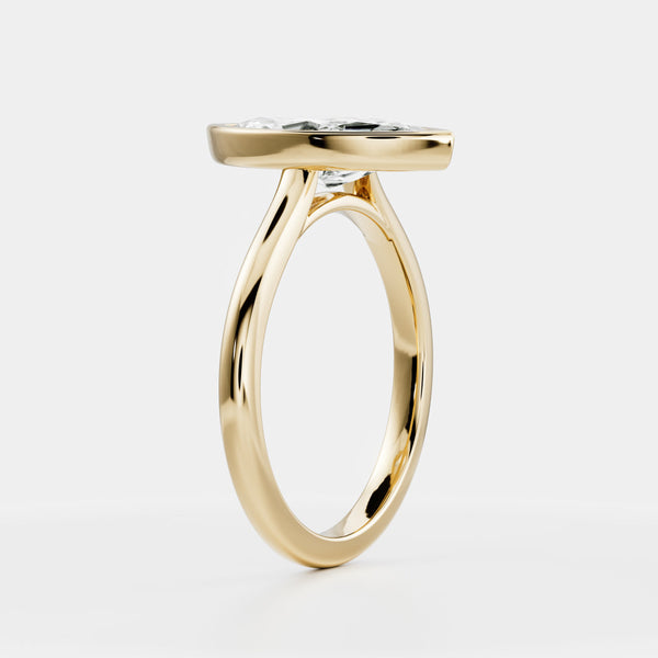 Solitaire Bezel Low Profile-Marquise Lab Grown Diamond Engagement Ring - Solitaire-Oval Lab Grown Diamond Engagement Ring
