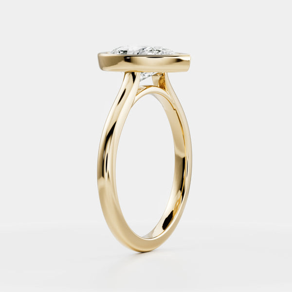Solitaire Bezel Cathedral-Pear Lab Grown Diamond Engagement Ring - Solitaire-Oval Lab Grown Diamond Engagement Ring