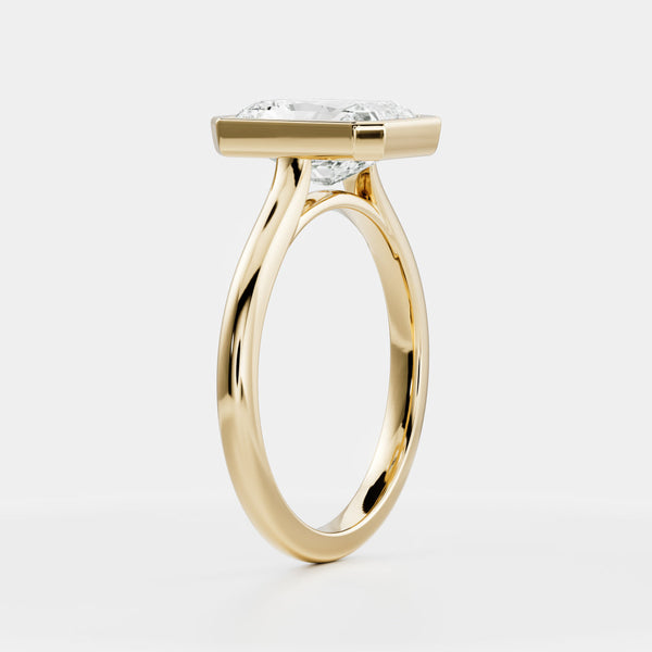 Solitaire Bezel & Cathedral-Radiant Lab Grown Diamond Engagement Ring - Solitaire-Oval Lab Grown Diamond Engagement Ring