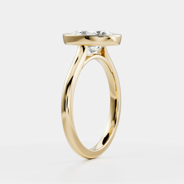 Solitaire Bezel Cathedral-Oval Lab Grown Diamond Engagement Ring - Solitaire-Oval Lab Grown Diamond Engagement Ring