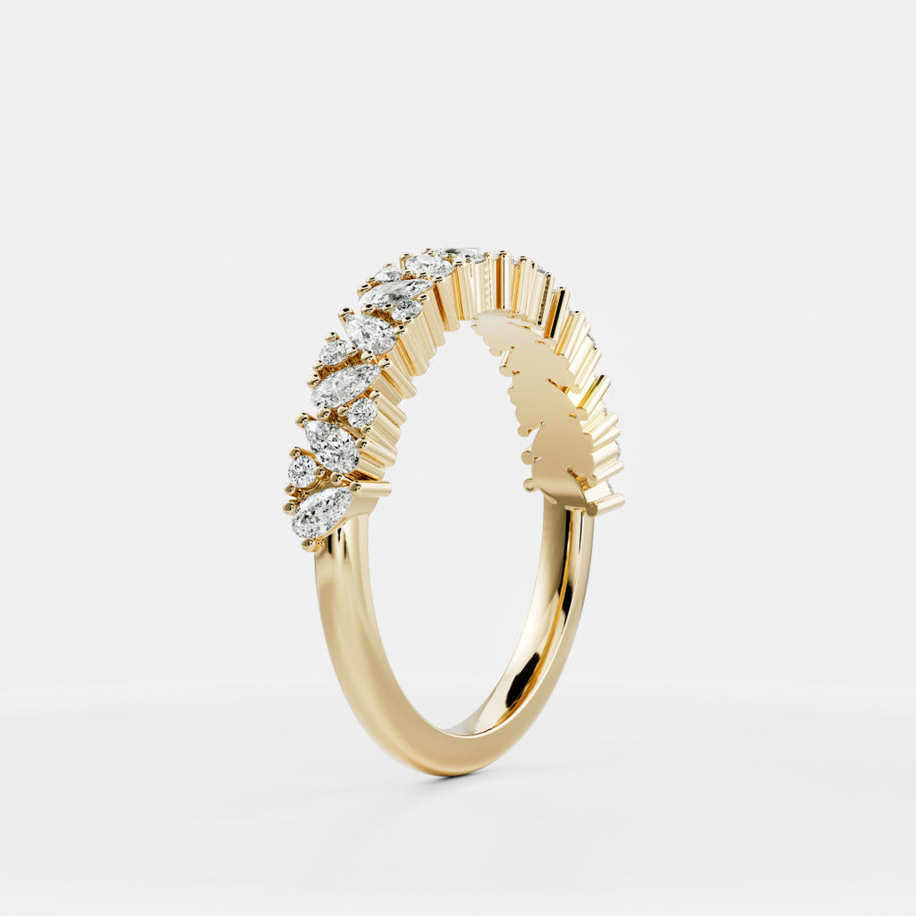 Half Eternity- 0.20 CT Oval Moissanite Wedding Band