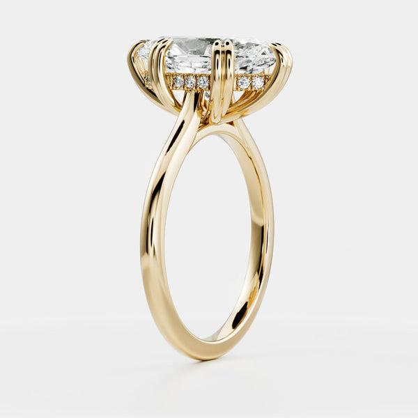 Solitaire Cathedral Double Prong- 2.05 CT Marquise Moissanite Engagement Ring - Solitaire- 1.0 CT Oval Moissanite Engagement Ring