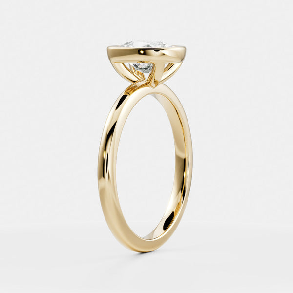 Solitaire Bezel- 2.0 CT Elongated Cushion Moissanite Engagement Ring - Solitaire- 1.0 CT Oval Moissanite Engagement Ring