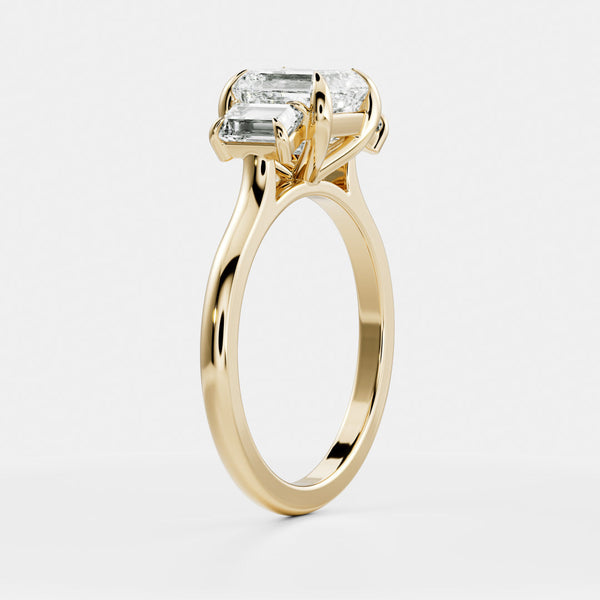 Three Stone & Cathedral-Asscher Lab Grown Diamond Engagement Ring - Solitaire-Oval Lab Grown Diamond Engagement Ring