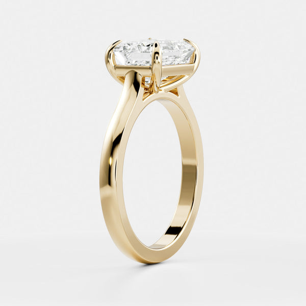 East West Solitaire Cathedral-Emerald Lab Grown Diamond Engagement Ring - Solitaire-Oval Lab Grown Diamond Engagement Ring