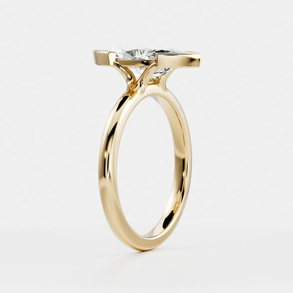 Solitaire Half Bezel Cathedral-Marquise Lab Grown Diamond Engagement Ring - Solitaire-Oval Lab Grown Diamond Engagement Ring