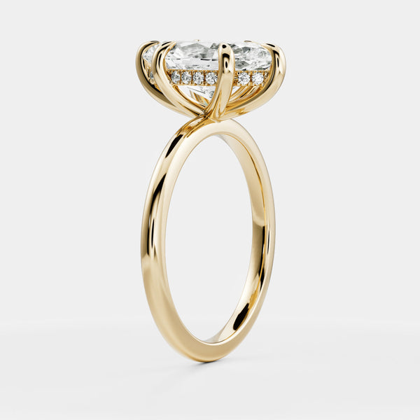 Hidden Halo & Six Prongs-Marquise Lab Grown Diamond Engagement Ring - Solitaire-Oval Lab Grown Diamond Engagement Ring
