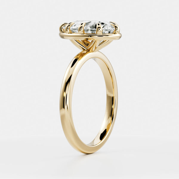 Solitaire Unique Bezel- 2.1 CT Pear Moissanite Engagement Ring - Solitaire- 1.0 CT Oval Moissanite Engagement Ring