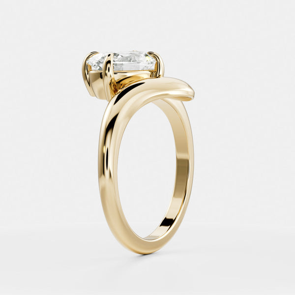 Solitaire Curved Shank-Oval Lab Grown Diamond Engagement Ring - Solitaire-Oval Lab Grown Diamond Engagement Ring