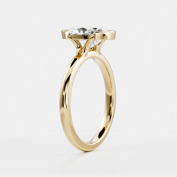 Solitaire Cathedral Half Bezel- 2.1 CT Oval Moissanite Engagement Ring - Solitaire- 1.0 CT Oval Moissanite Engagement Ring