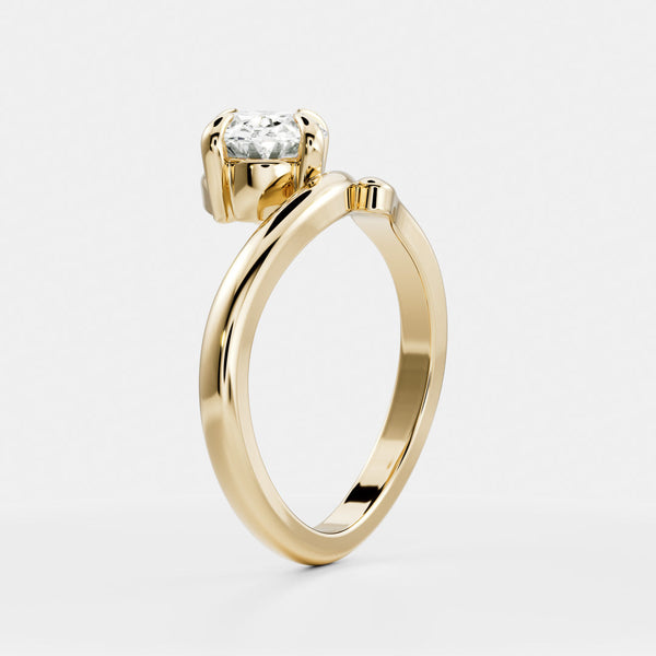 Solitaire Twisted Band- 2.1 CT Oval Moissanite Engagement Ring - Solitaire- 1.0 CT Oval Moissanite Engagement Ring