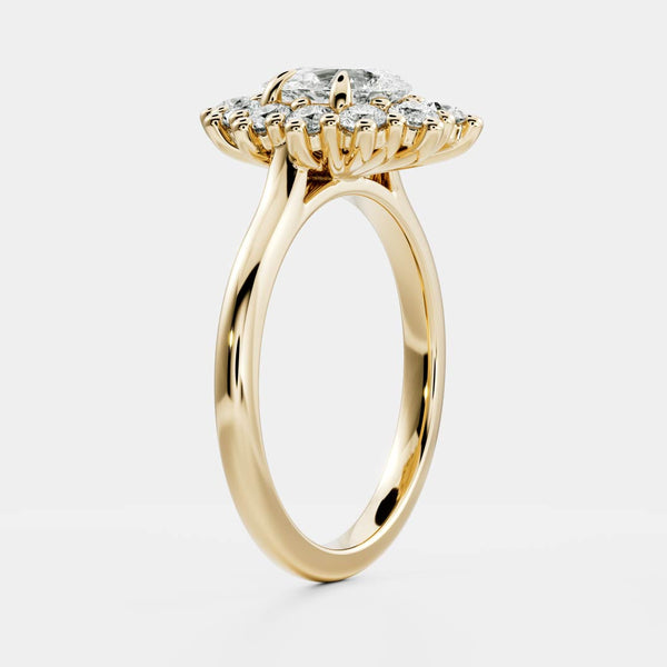 Halo Style-Pear Lab Grown Diamond Engagement Ring - Solitaire-Oval Lab Grown Diamond Engagement Ring