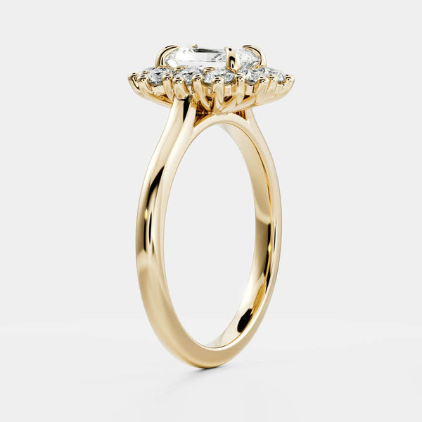 Halo & Cathedral-Radiant Lab Grown Diamond Engagement Ring - Solitaire-Oval Lab Grown Diamond Engagement Ring