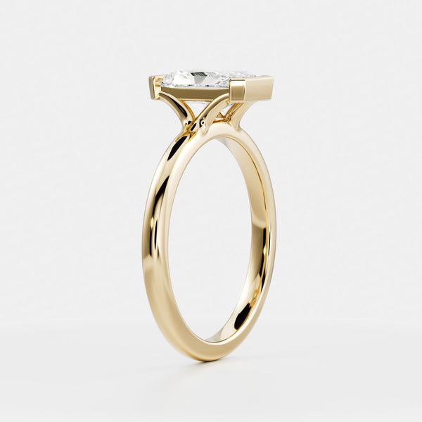 Solitaire Half Bezel Split Shank-Radiant Lab Grown Diamond Engagement Ring - Solitaire-Oval Lab Grown Diamond Engagement Ring