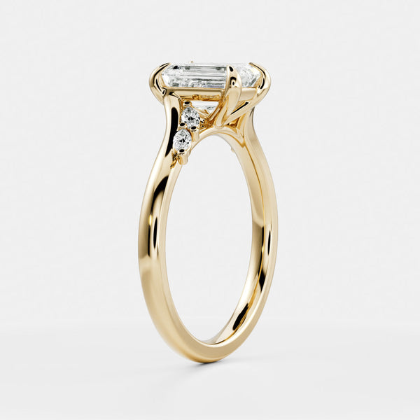 Cluster Cathedral- 1.0 CT Emerald Moissanite Engagement Ring - Solitaire- 1.0 CT Oval Moissanite Engagement Ring
