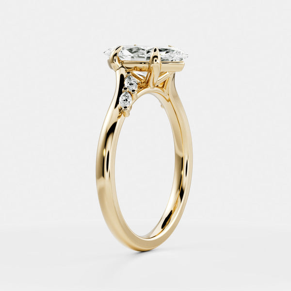 Cluster & Cathedral-Marquise Lab Grown Diamond Engagement Ring - Solitaire-Oval Lab Grown Diamond Engagement Ring
