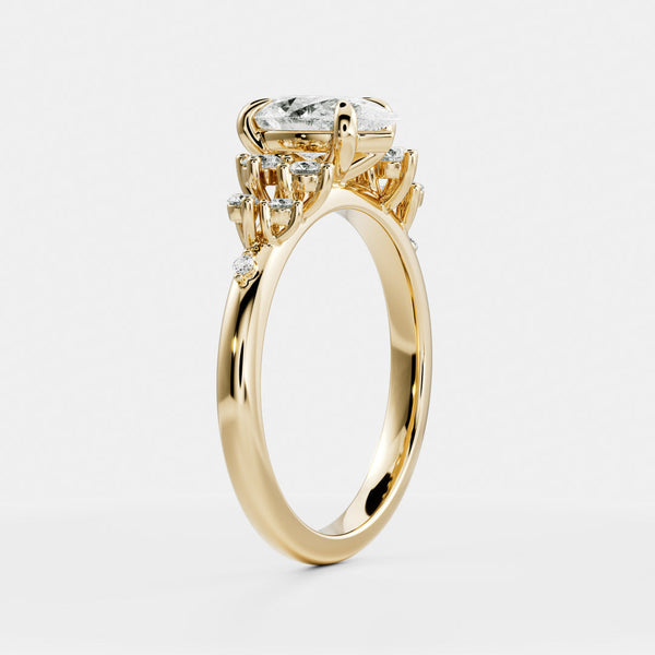 Cluster Style-Pear Lab Grown Diamond Engagement Ring - Solitaire-Oval Lab Grown Diamond Engagement Ring