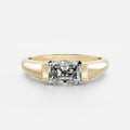 East West Solitaire Half Bezel- 2.4 CT Radiant Moissanite Engagement Ring