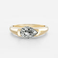 East West Solitaire Half Bezel- 1.9 CT Pear Moissanite Engagement Ring