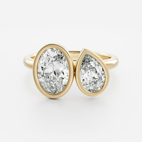 Toi Et Moi Bezel-Oval & Pear Lab Grown Diamond Engagement Ring - Solitaire-Oval Lab Grown Diamond Engagement Ring