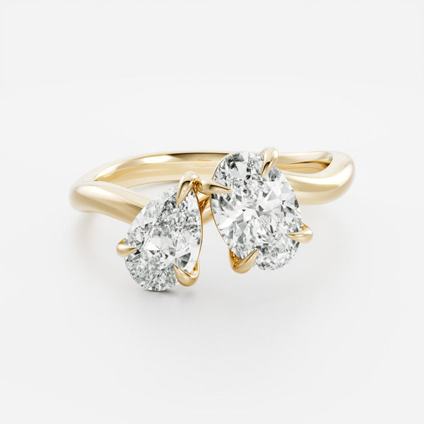 Toi Et Moi Curved-Oval & Pear Lab Grown Diamond Engagement Ring - Solitaire-Oval Lab Grown Diamond Engagement Ring