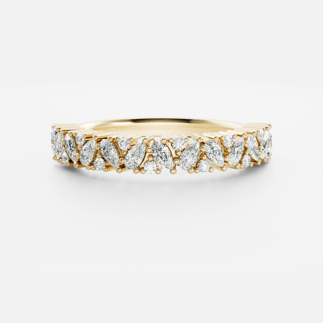 Half Eternity- 0.20 CT Oval Moissanite Wedding Band