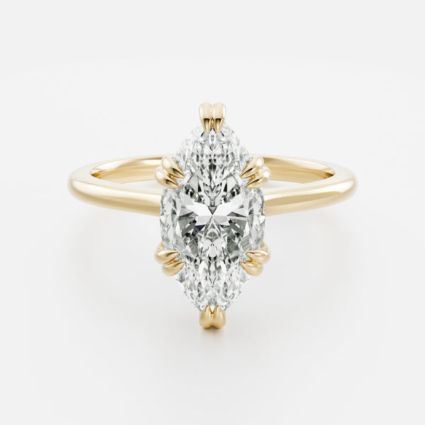Solitaire Cathedral Double Prong- 2.05 CT Marquise Moissanite Engagement Ring - Solitaire- 1.0 CT Oval Moissanite Engagement Ring