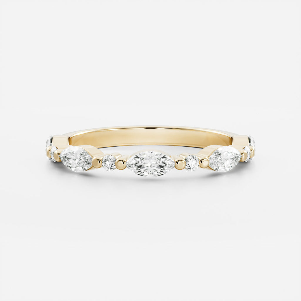 Half Eternity- 0.20 CT Oval Moissanite Wedding Band
