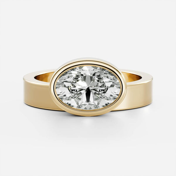 East West Solitaire Bezel- 1.55 CT Oval Moissanite Engagement Ring - East West Solitaire Bezel- 1.55 CT Oval Moissanite Engagement Ring