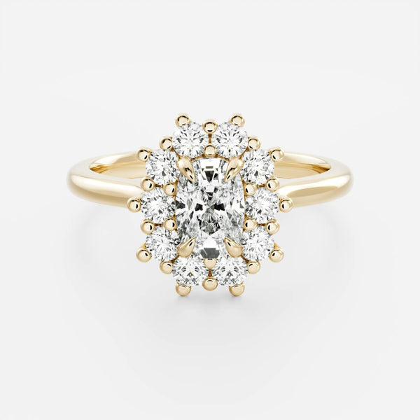 Halo & Cathedral-Elongated Cushion Lab Grown Diamond Engagement Ring - Solitaire-Oval Lab Grown Diamond Engagement Ring