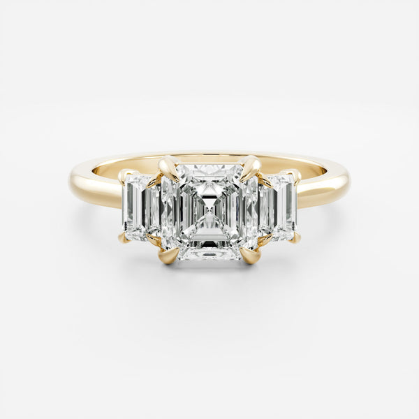 Three Stone Cathedral- 1.15 CT Asscher Moissanite Engagement Ring - Solitaire- 1.0 CT Oval Moissanite Engagement Ring