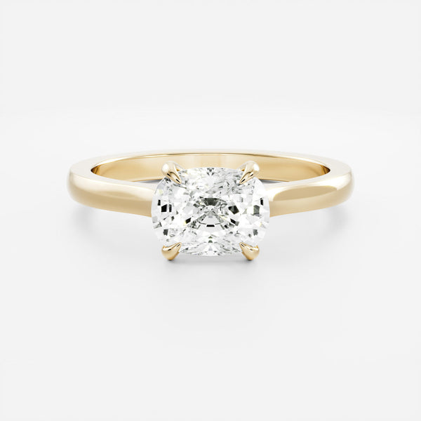 East West Solitaire Cathedral-Elongated Cushion Lab Grown Diamond Engagement Ring - Solitaire-Oval Lab Grown Diamond Engagement Ring