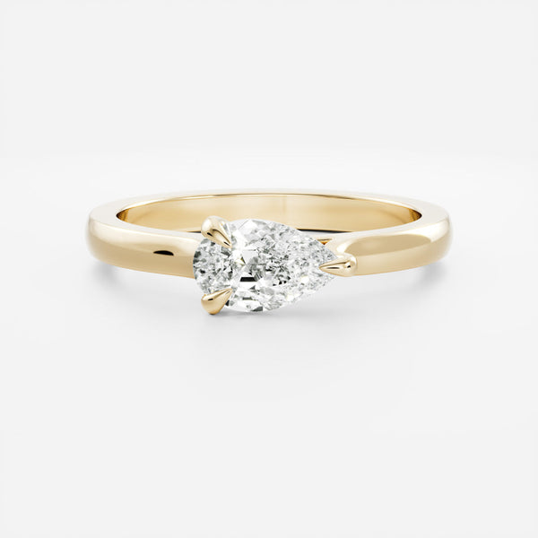 East West Solitaire Cathedral- 0.8 CT Pear Moissanite Engagement Ring - Solitaire- 1.0 CT Oval Moissanite Engagement Ring