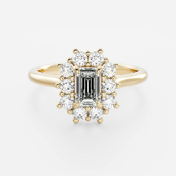 Halo Cathedral- 1.0 CT Emerald Moissanite Engagement Ring - Solitaire- 1.0 CT Oval Moissanite Engagement Ring
