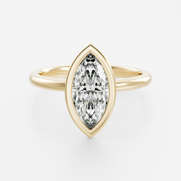 Solitaire Bezel Low Profile-Marquise Lab Grown Diamond Engagement Ring - Solitaire-Oval Lab Grown Diamond Engagement Ring