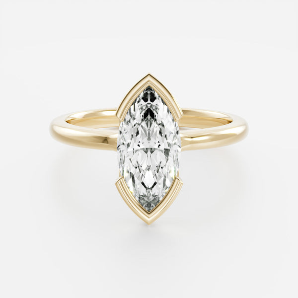 Half Bezel Cathedral- 1.5 CT Marquise Moissanite Engagement Ring - Solitaire- 1.0 CT Oval Moissanite Engagement Ring