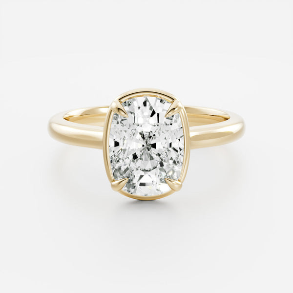 Solitaire Cathedral Unique Bezel- 2.0 CT Elongated Cushion Moissanite Engagement Ring - Solitaire- 1.0 CT Oval Moissanite Engagement Ring