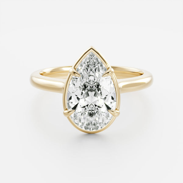 Solitaire Cathedral Unique Bezel- 1.9 CT Pear Moissanite Engagement Ring - Solitaire- 1.0 CT Oval Moissanite Engagement Ring