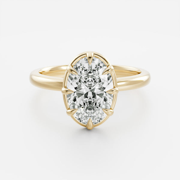 Solitaire Unique Bezel- 3.3 CT Oval Moissanite Engagement Ring - Solitaire- 1.0 CT Oval Moissanite Engagement Ring